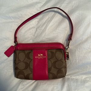 Coach Canvas Logo Pink Leather Wrislet